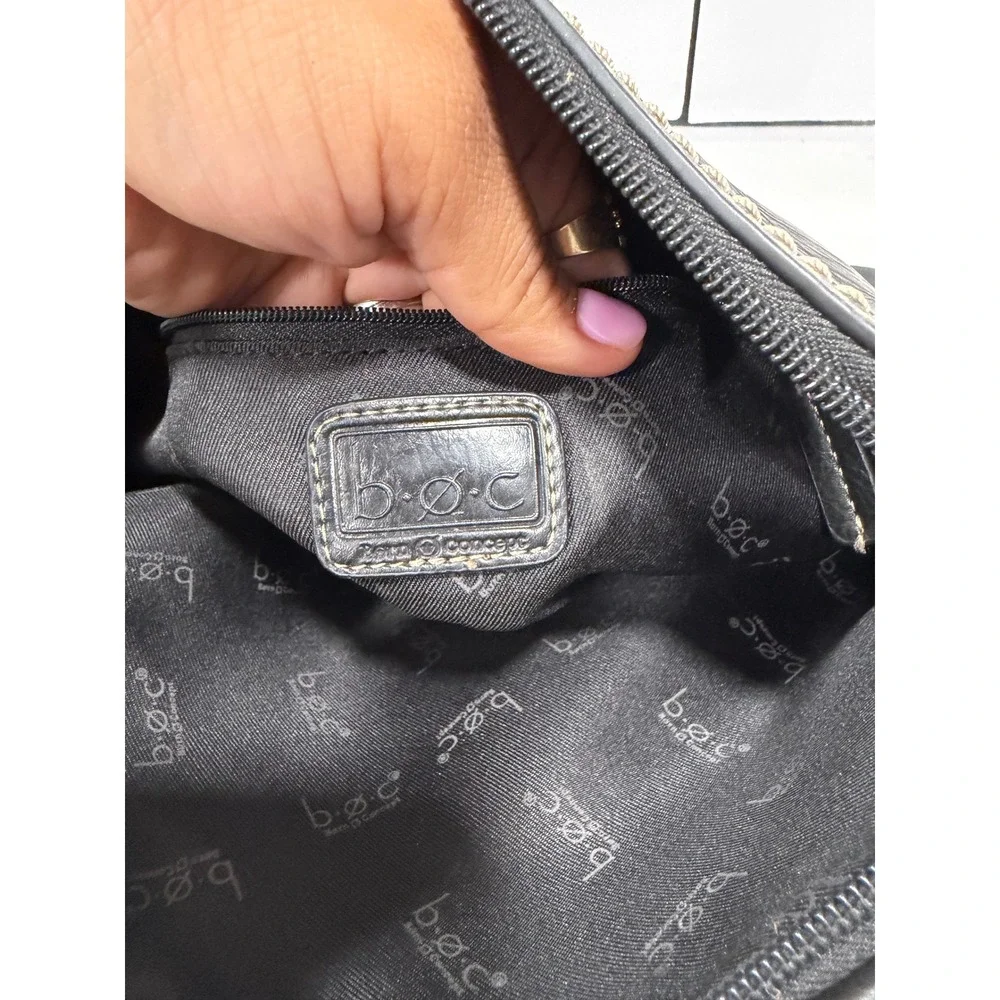 b.o.c. Born Concept Black Faux Leather Crossbody Bag Contrast Stitching Brass